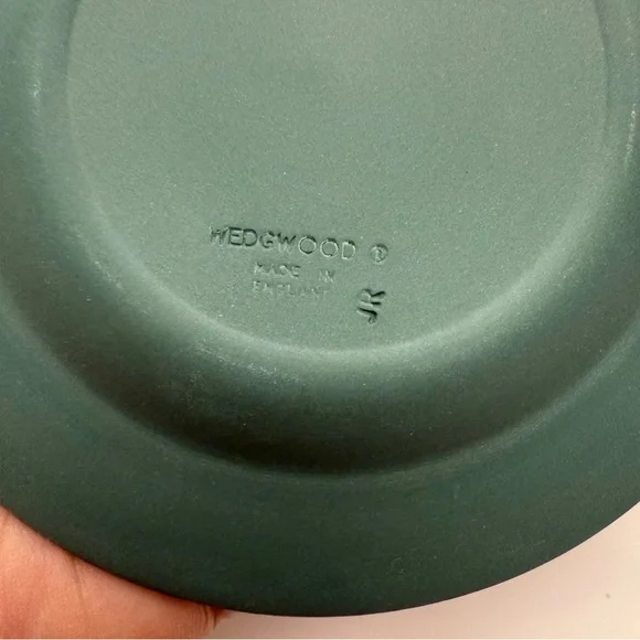 Vintage Wedgwood England Teal Spruce Green Jasperware Patrician Trinket Dish - Picture 5 of 7